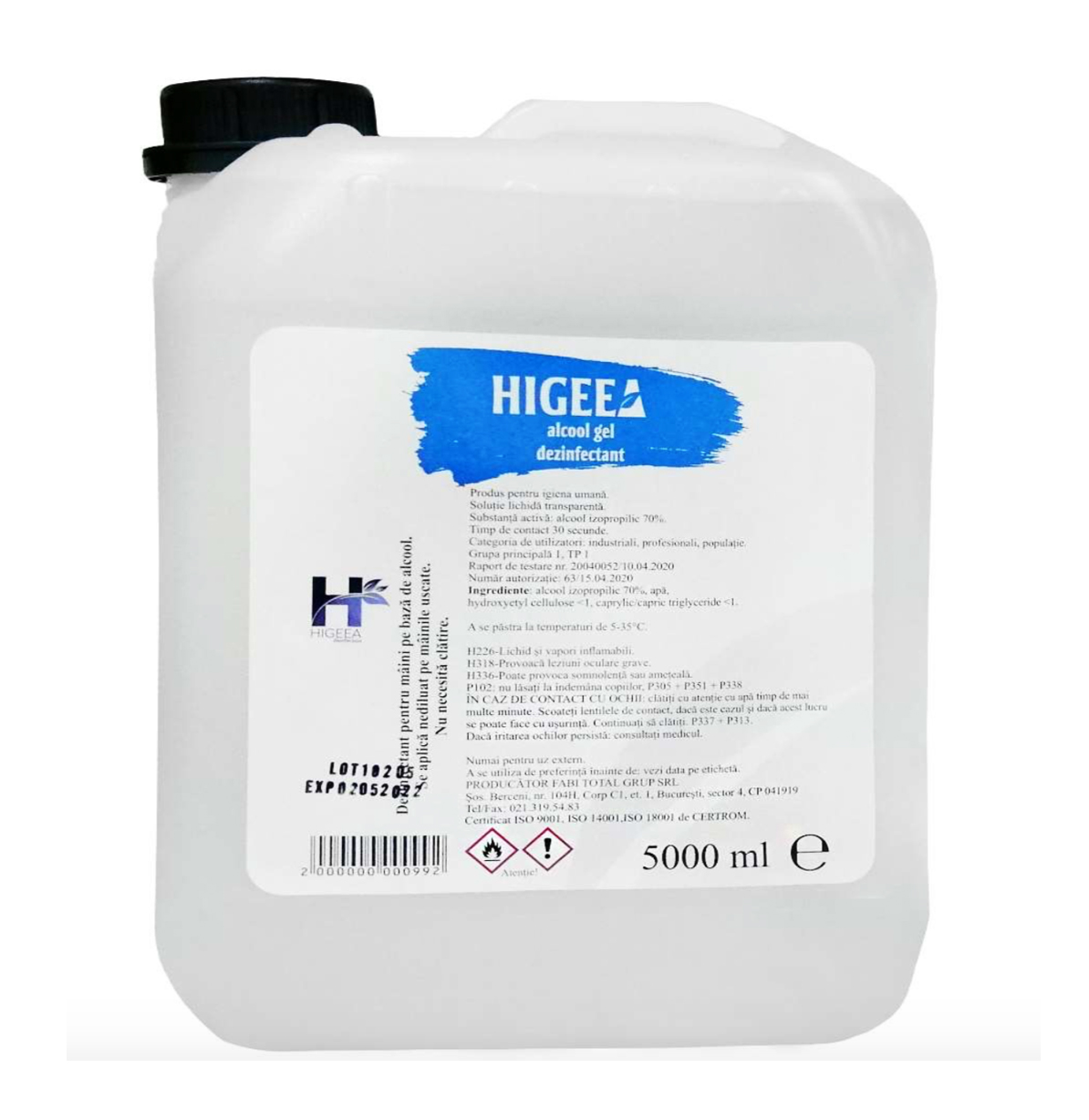 Higeea Alcool Gel 5l Dezinfectant Maini Virucid sanito.ro